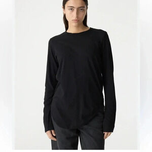 Bassike Australia Heritage Scoop Hem Long Sleeve Organic Cotton Top Size Medium